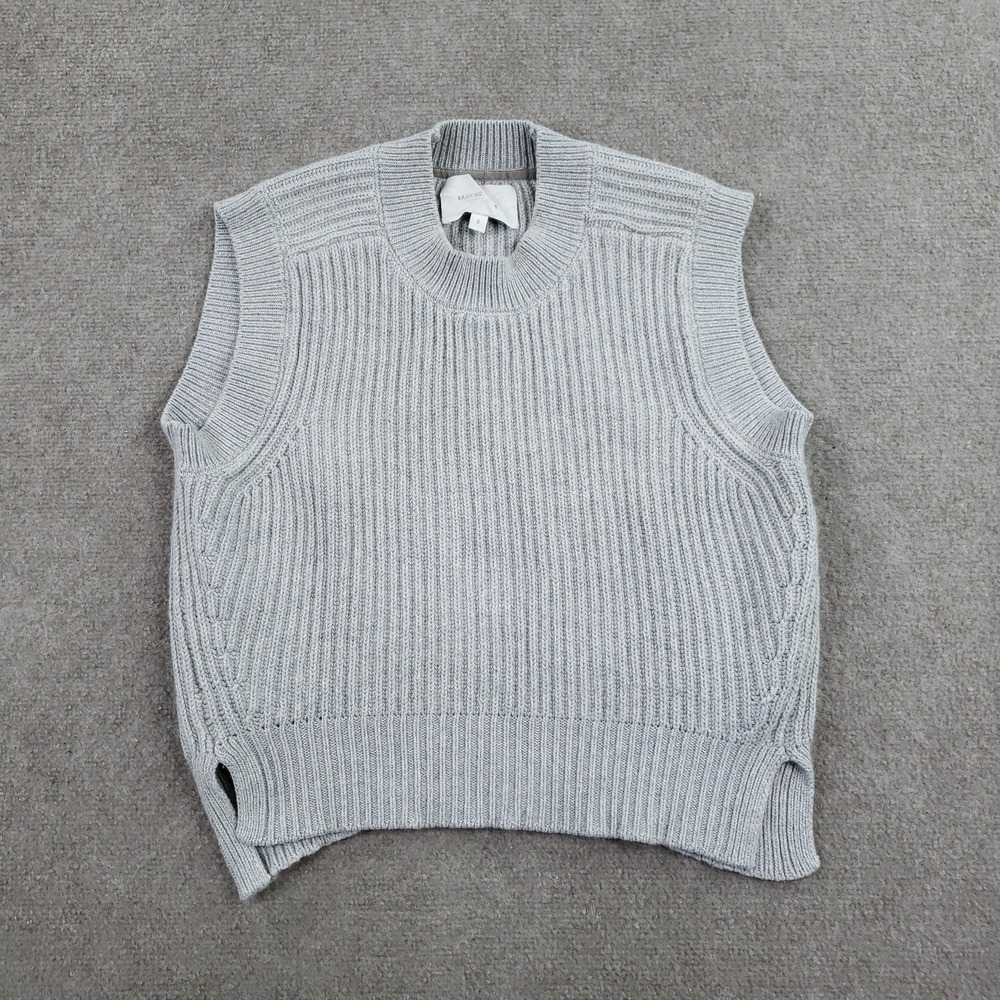 BROCHU WALKER Sweater Vest Womens Small Gray Chunky-Knit‎ Cotton Cashmere Blend